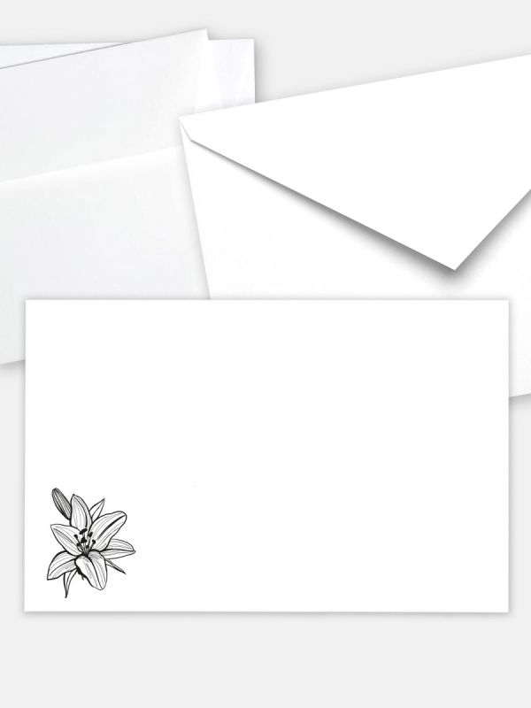 Umschlag im klassischen Format (191 x 120 mm) | Auswahl: Papiersorte, gerade Klappe/Haftklebung oder Spitzklappe/Nassklebung | Adresseindruck und Lettershop möglich | Motiv Lilie | TUK_005_ATD