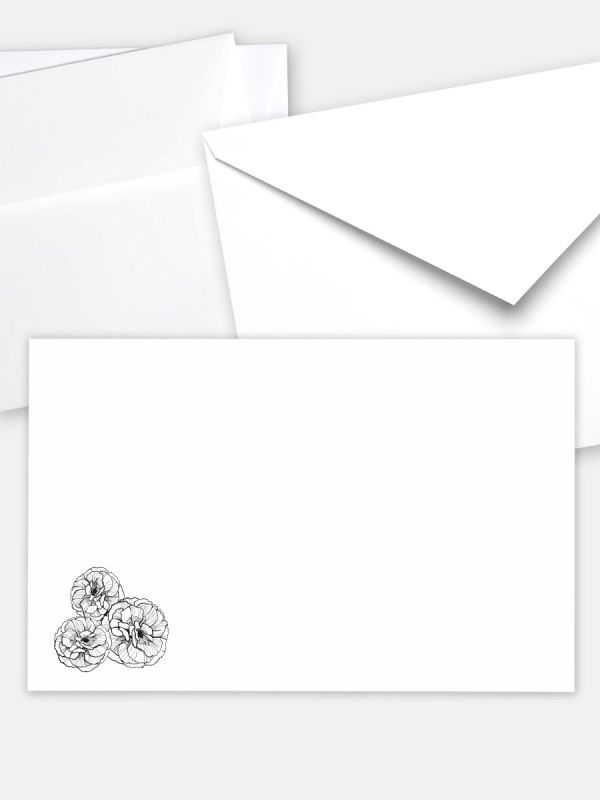 Umschlag im klassischen Format (191 x 120 mm) | Auswahl: Papiersorte, gerade Klappe/Haftklebung oder Spitzklappe/Nassklebung | Adresseindruck und Lettershop möglich | Motiv Nelken | TUK_006_ATD