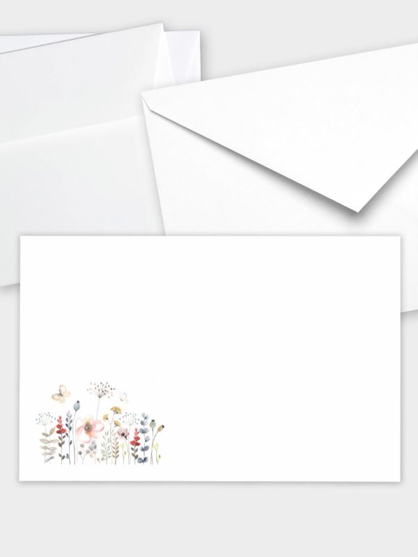 Umschlag im klassischen Format (191 x 120 mm) | Auswahl: Papiersorte, gerade Klappe/Haftklebung oder Spitzklappe/Nassklebung | Adresseindruck und Lettershop möglich | Motiv Aquarell Blumenwiese | TUK_078_ATD