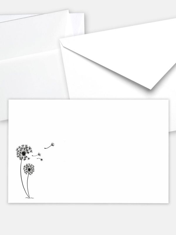 Umschlag im klassischen Format (191 x 120 mm) | Auswahl: Papiersorte, gerade Klappe/Haftklebung oder Spitzklappe/Nassklebung | Adresseindruck und Lettershop möglich | Motiv Pusteblume | TUK_004_ATD