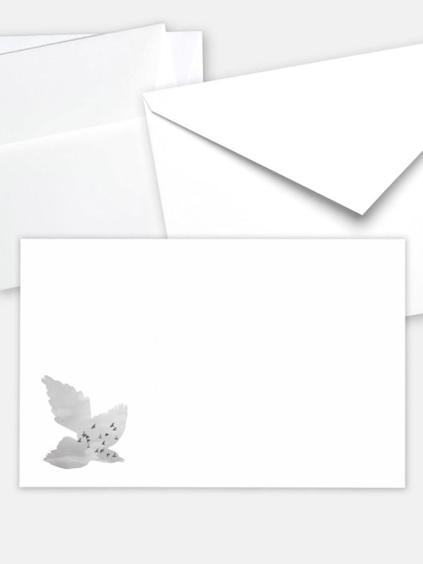 Umschlag im klassischen Format (191 x 120 mm) | Auswahl: Papiersorte, gerade Klappe/Haftklebung oder Spitzklappe/Nassklebung | Adresseindruck und Lettershop möglich | Motiv Vogelschwarm | TUK_008_ATD