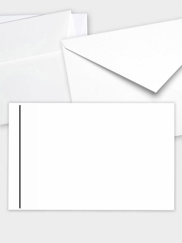 Umschlag im klassischen Format (191 x 120 mm) | Auswahl: Papiersorte, gerade Klappe/Haftklebung oder Spitzklappe/Nassklebung | Adresseindruck und Lettershop möglich | Motiv Trauerlinie (links) schwarz | TUK_015