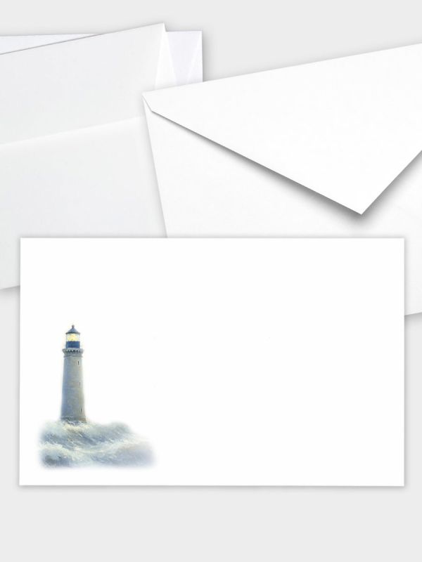 Umschlag im klassischen Format (191 x 120 mm) | Auswahl: Papiersorte, gerade Klappe/Haftklebung oder Spitzklappe/Nassklebung | Adresseindruck und Lettershop möglich | Motiv Leuchtturm| TUK_519_ATD
