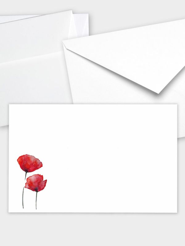 Umschlag im klassischen Format (191 x 120 mm) | Auswahl: Papiersorte, gerade Klappe/Haftklebung oder Spitzklappe/Nassklebung | Adresseindruck und Lettershop möglich | Motiv Mohn Aquarell | TUK_521_ATD