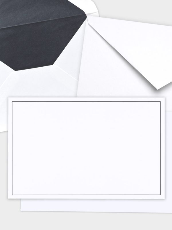 Umschlag im klassischen Format (191 x 120 mm) mit dunklem Seidenfutter, Spitzklappe/Nassklebung | Schwarze Kontur | TUK_FH2